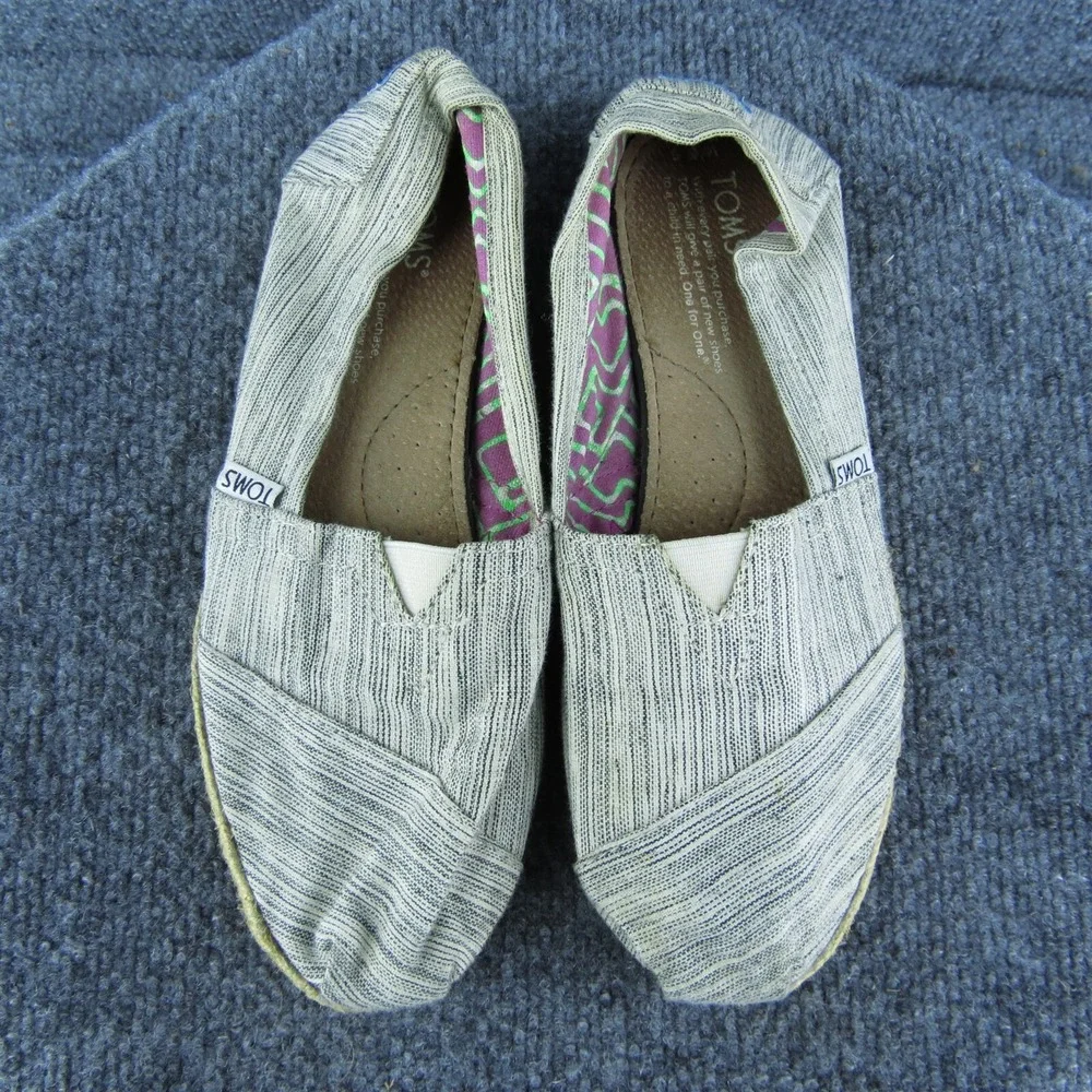 TOMS  Women Flat Shoes Beige Fabric Slip On‎ Size 6.5 Medium